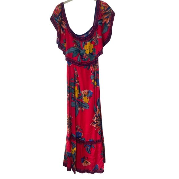 Flying Tomato Maxi Dress Womens S Red Floral Sleeveless Tropical Beach Resort Pa - Picture 1 of 9